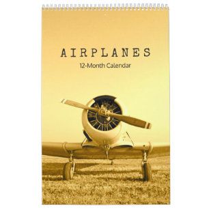 Antique Aeroplanes Biplanes 12-Month Calendar