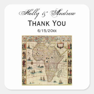Antique Africa Map DIY Background Colour Square Sticker