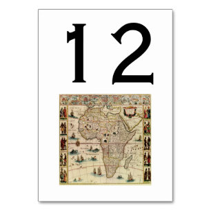 Antique Africa Map DIY Background Colour Table Number