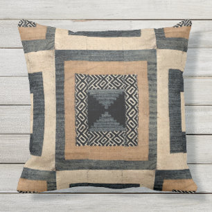 Antique African Textile Print Square Pillow IV