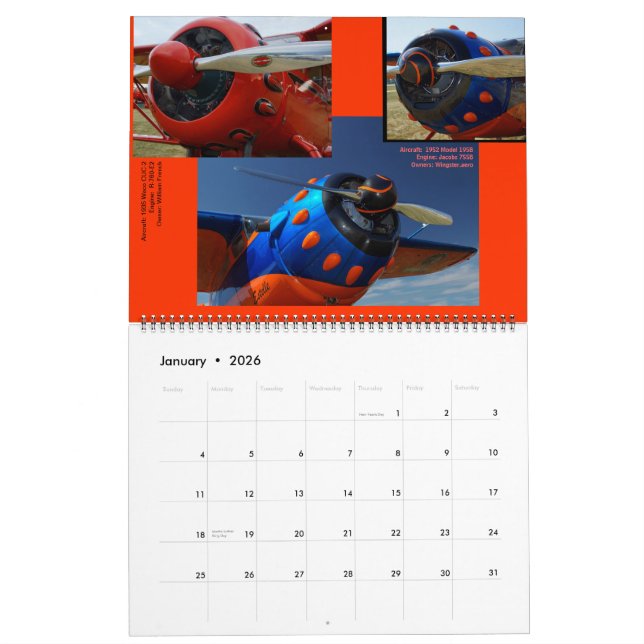 Antique Aircraft Engines Huge 2015 Calendar (Jan 2026)