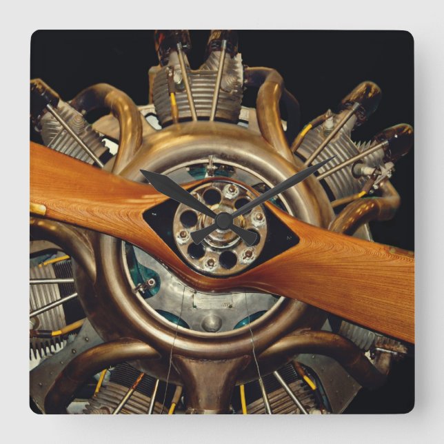 Antique Aircraft Square Wall Clock (Front)