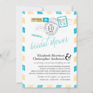 Antique Airmail Bridal Shower Invitation
