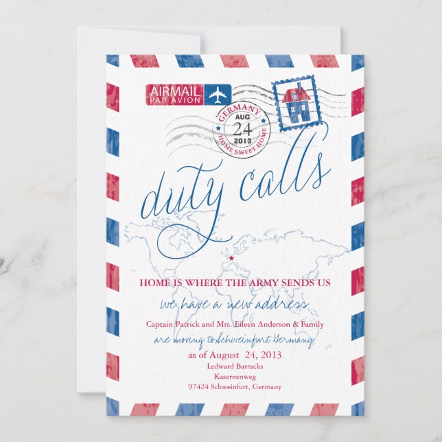 Antique Airmail Military Moving Announcement (Front)