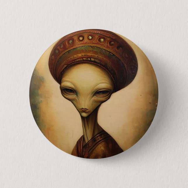 Antique Alien Portrait  6 Cm Round Badge (Front)