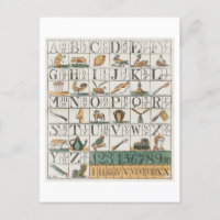 Antique Alphabet Flash Card Postcard