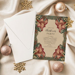 Antique Amaryllis Holiday Invitation