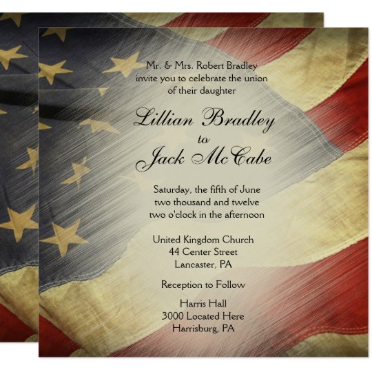 Antique American Flag Wedding Invitations Zazzle Co Uk