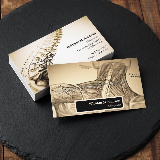 Antique anatomical illustration chiropractor  business card (Creator Uploaded)