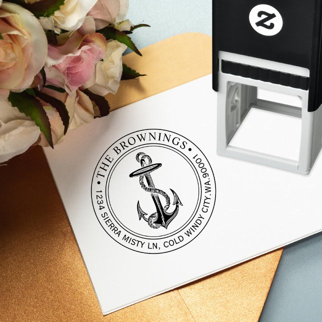Antique Anchor Address Self-inking Stamp (Creator Uploaded)