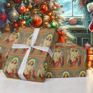 Antique Angel Christmas Greetings Superior Quality Wrapping Paper
