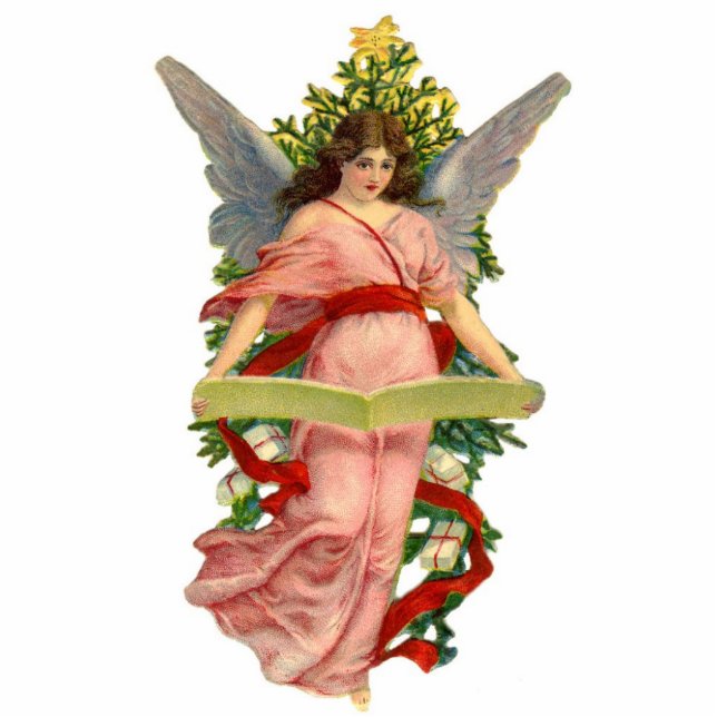Antique Angel Christmas Tree Ornament Photo Sculpture Decoration (Front)