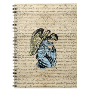 Antique angel illustration  on vintage paper notebook