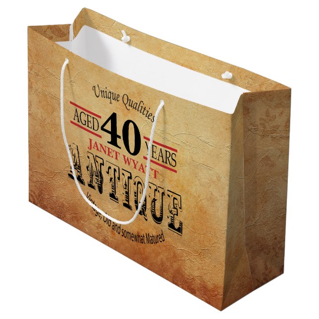 Antique Any Age Birthday Large Gift Bag (Front Angled)