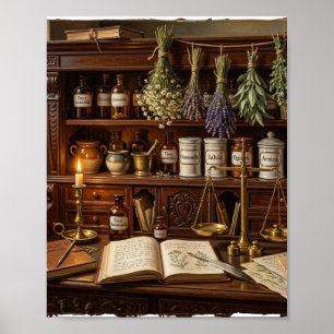 Antique Apothecary Herbs Materia Medica I Poster