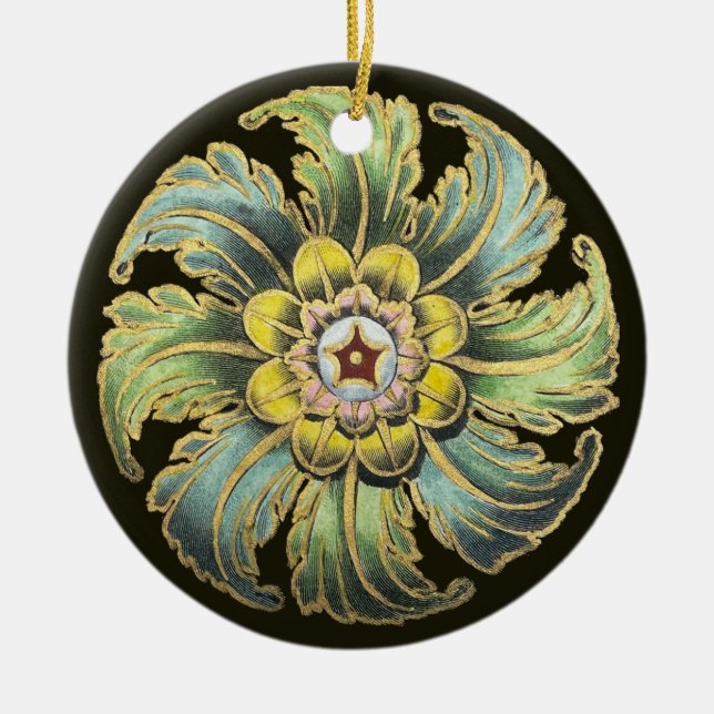 Antique Architectural Rosette No. 1 Ceramic Tree Decoration (Front)