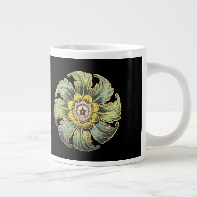 Antique Architectural Rosette No. 1 Large Coffee Mug (Right)