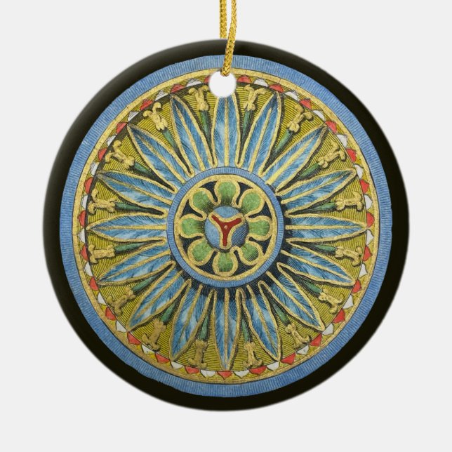 Antique Architectural Rosette No. 2 Ceramic Tree Decoration (Front)