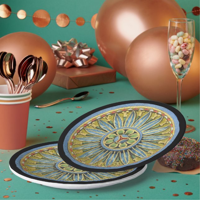 Antique Architectural Rosette No. 2 Paper Plate (Multi)