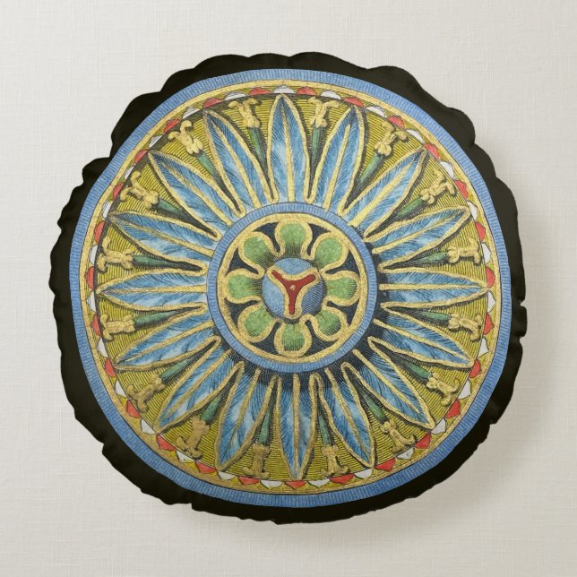 Antique Architectural Rosette No. 2 Round Cushion (Front)