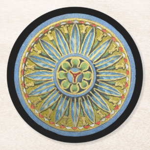 Antique Architectural Rosette No. 2 Round Paper Coaster