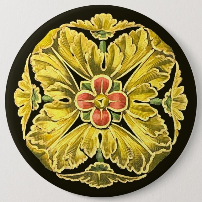 Antique Architectural Rosette No. 3 6 Cm Round Badge (Front)
