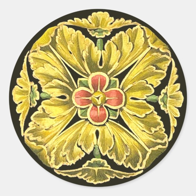 Antique Architectural Rosette No. 3 Classic Round Sticker (Front)