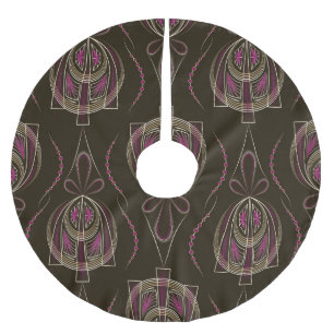 Antique Art Deco Geometric Ornament Brushed Polyester Tree Skirt