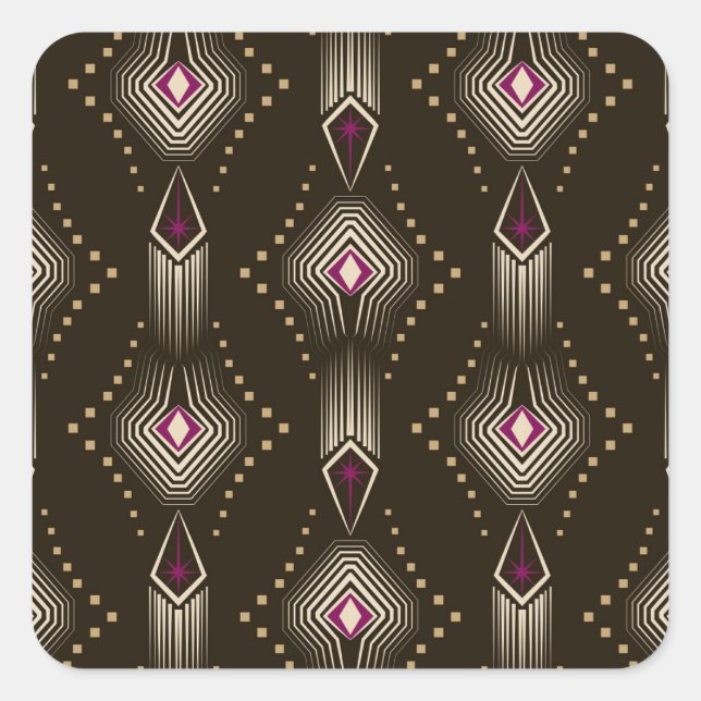 Antique Art Deco Geometric Ornament Square Sticker (Front)