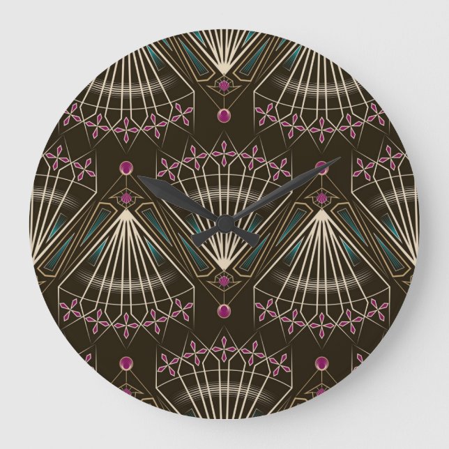 Antique art deco, geometric pattern large clock (Front)