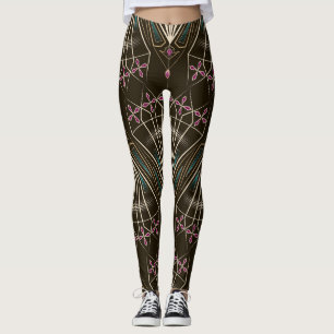 Antique art deco, geometric pattern leggings