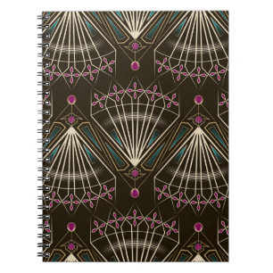 Antique art deco, geometric pattern notebook