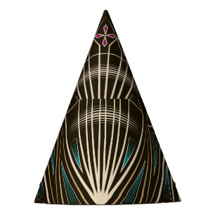 Antique art deco, geometric pattern party hat