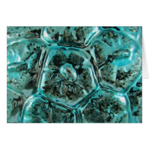 Antique Art Glass Aqua Teal Blue Jewel Shell