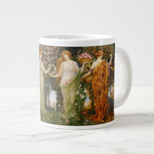 Antique Art Nouveau Four Seasons by Walter Crane Large Coffee Mug