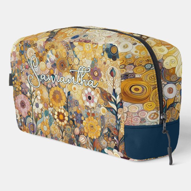 Antique Art Nouveau Style Fine Art Floral Painting Dopp Kit (Right Corner)