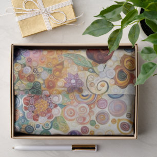 Antique Art Nouveau Style Fine Art Floral Painting Tissue Paper