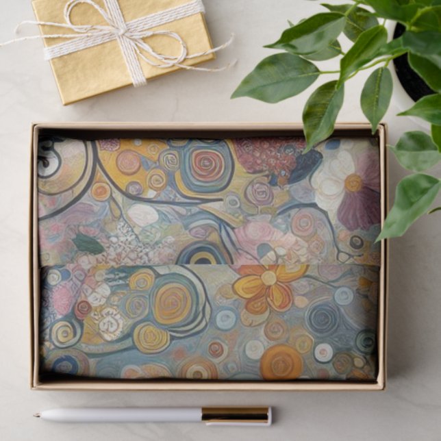 Antique Art Nouveau Style Fine Art Floral Painting Tissue Paper (Gift)