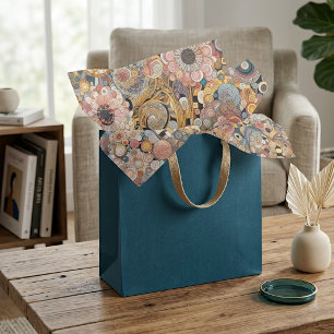 Antique Art Nouveau Style Fine Art Floral Painting Tissue Paper