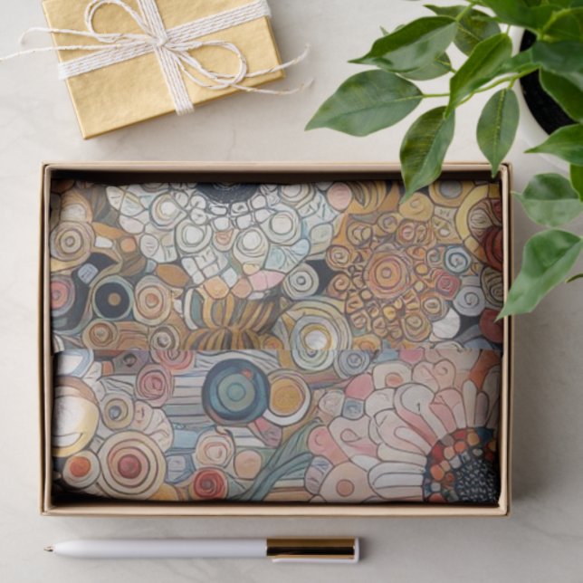 Antique Art Nouveau Style Fine Art Floral Painting Tissue Paper (Gift)