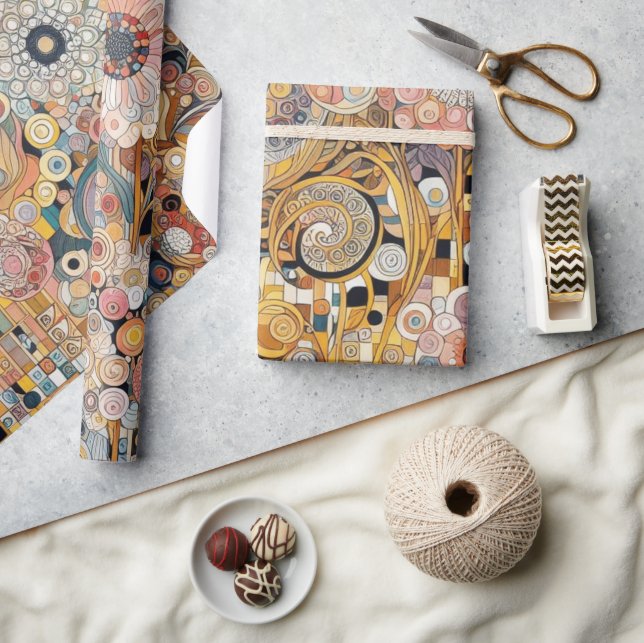 Antique Art Nouveau Style Fine Art Floral Painting Wrapping Paper (Crafts)