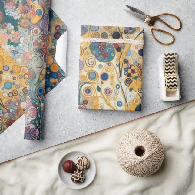 Antique Art Nouveau Style Fine Art Floral Painting Wrapping Paper (Crafts)