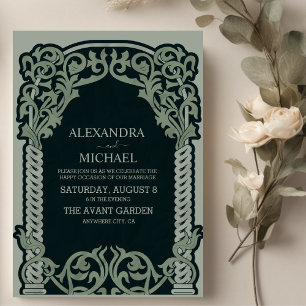 Antique  Art Nouveau Wedding Invitation