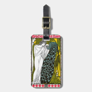 Antique Art Nouveau Woman and Peacock Poster Luggage Tag