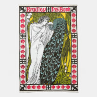 Antique Art Nouveau Woman and Peacock Poster