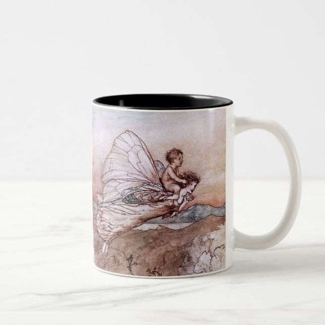 Antique Arthur Rackham Fairy Illustration Two-Tone Coffee Mug (Right)