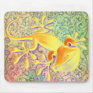 Antique ARTs Ornament Pattern + Smiling Gecko Mouse Mat