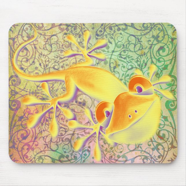 Antique ARTs Ornament Pattern + Smiling Gecko Mouse Mat (Front)