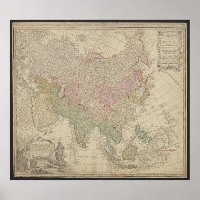 Antique Asia Map 1744, Russia Poster (Front)