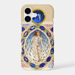 ANTIQUE ASTROLOGY,ZODIACAL SIGNS BLUE GEM MONOGRAM